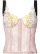 Natasha Zinko - Lace Corset Top - Women - Cotton/nylon - 36, Pink/purple, Cotton/nylon