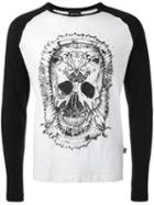 Just Cavalli Skull Print Longsleeved T-shirt, Men's, Size: Large, White, Cotton