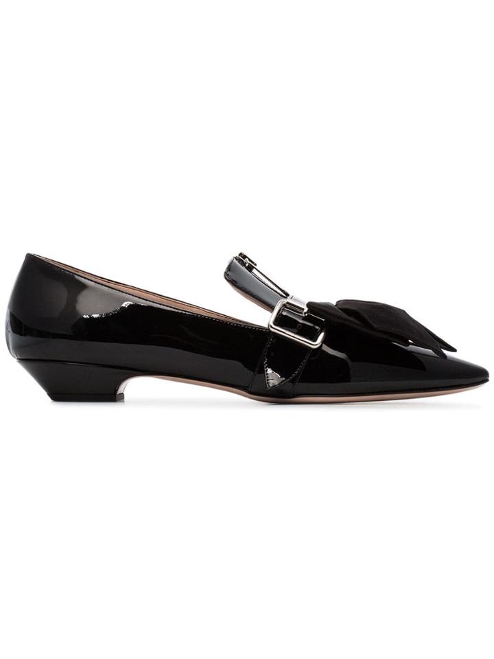 Miu Miu Black Bow Embellished Leather Pumps