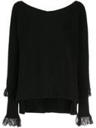 Taylor Ribbed Boat Neck Jumper - Black