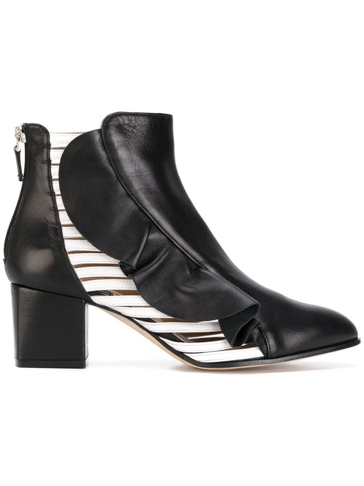 Racine Carree Side Ruffle Boots - Black
