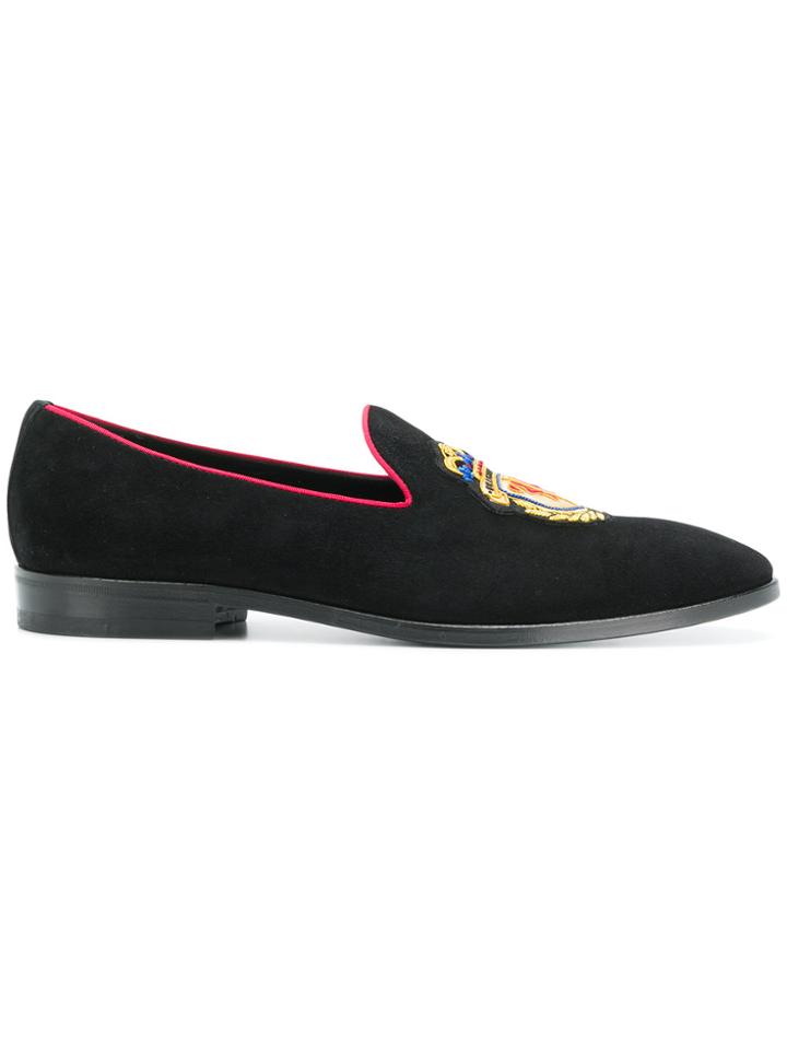 Billionaire Logo Crest Loafers - Black