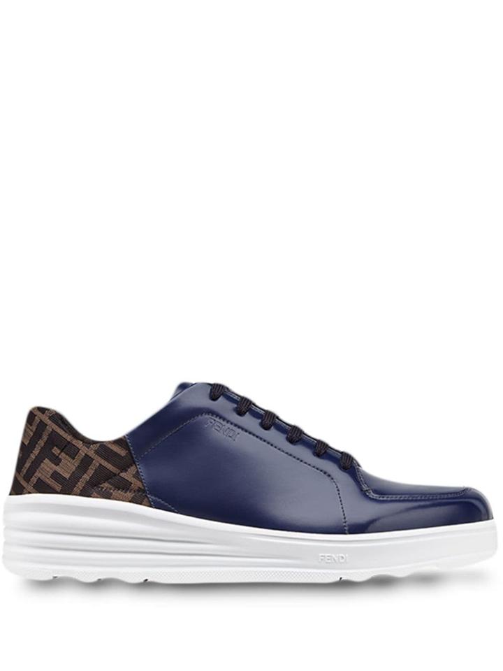 Fendi Ff Motif Lace-up Sneakers - Blue