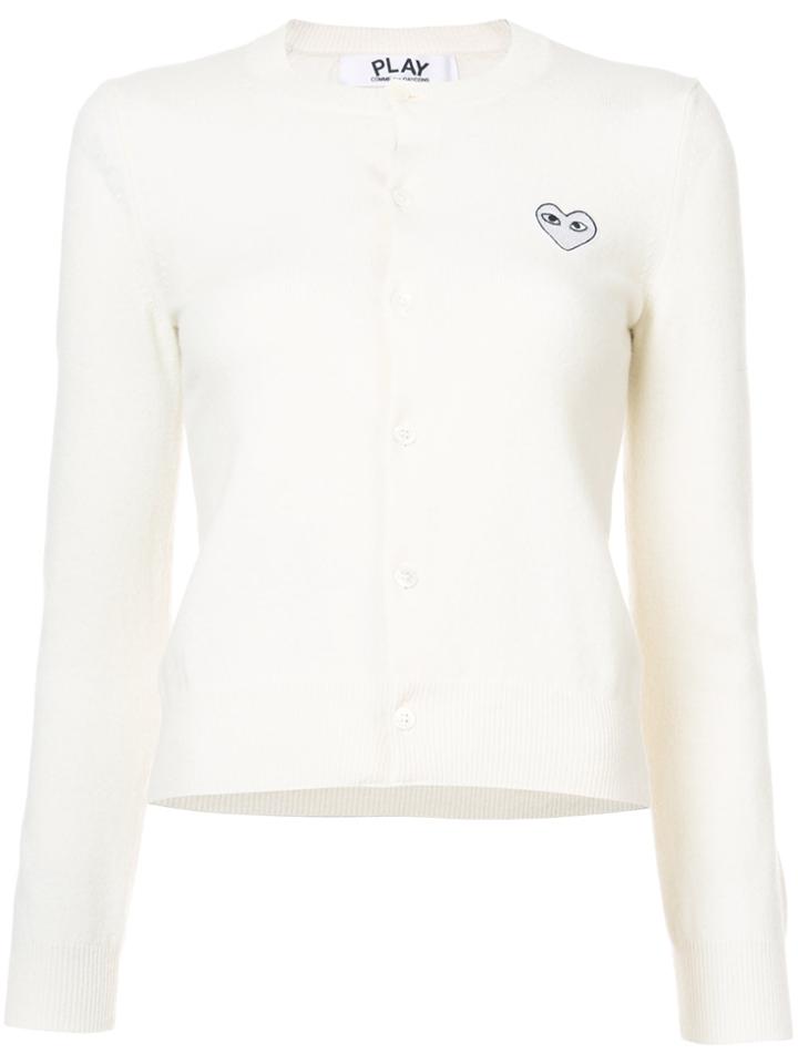 Comme Des Garçons Play Heart Embellished Cardigan - Nude & Neutrals