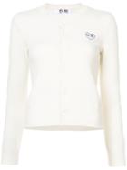 Comme Des Garçons Play Heart Embellished Cardigan - Nude & Neutrals