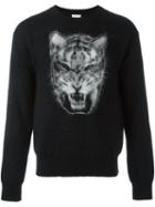 Saint Laurent Tiger Intarsia Jumper, Men's, Size: Small, Black, Polyamide/mohair/wool