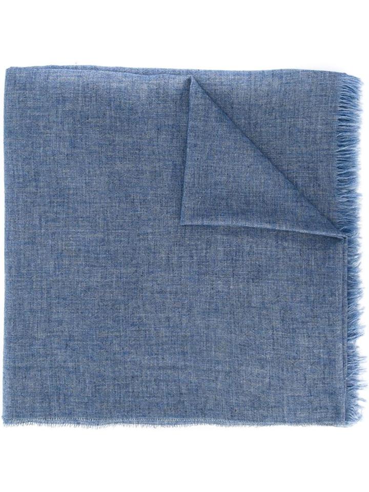 Melindagloss Frayed Edge Scarf, Men's, Blue, Cotton