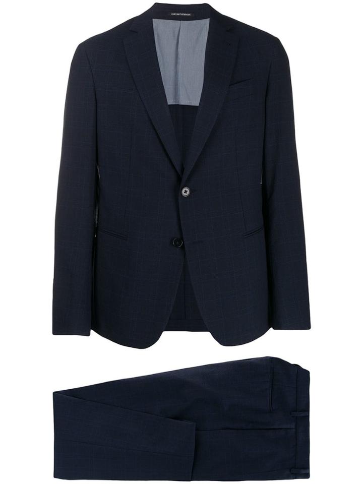 Emporio Armani Checked Two-piece Formal Suit - Blue