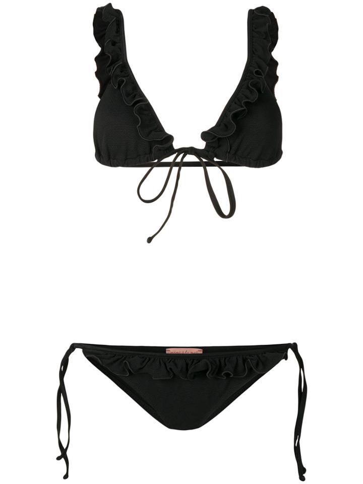 Mimì A La Mer Ruffle Trim Bikini - Black
