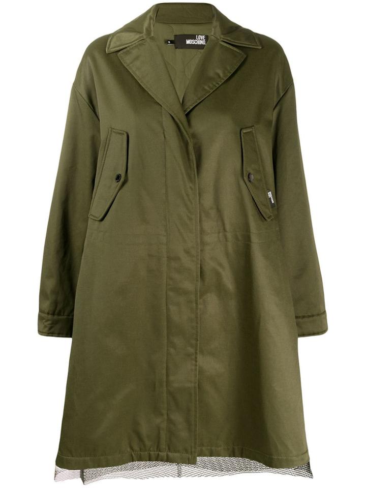 Love Moschino Mesh Detail Parka Coat - Green