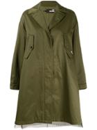 Love Moschino Mesh Detail Parka Coat - Green