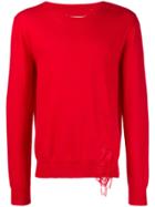 Maison Margiela Distressed Fitted Sweatshirt - Red