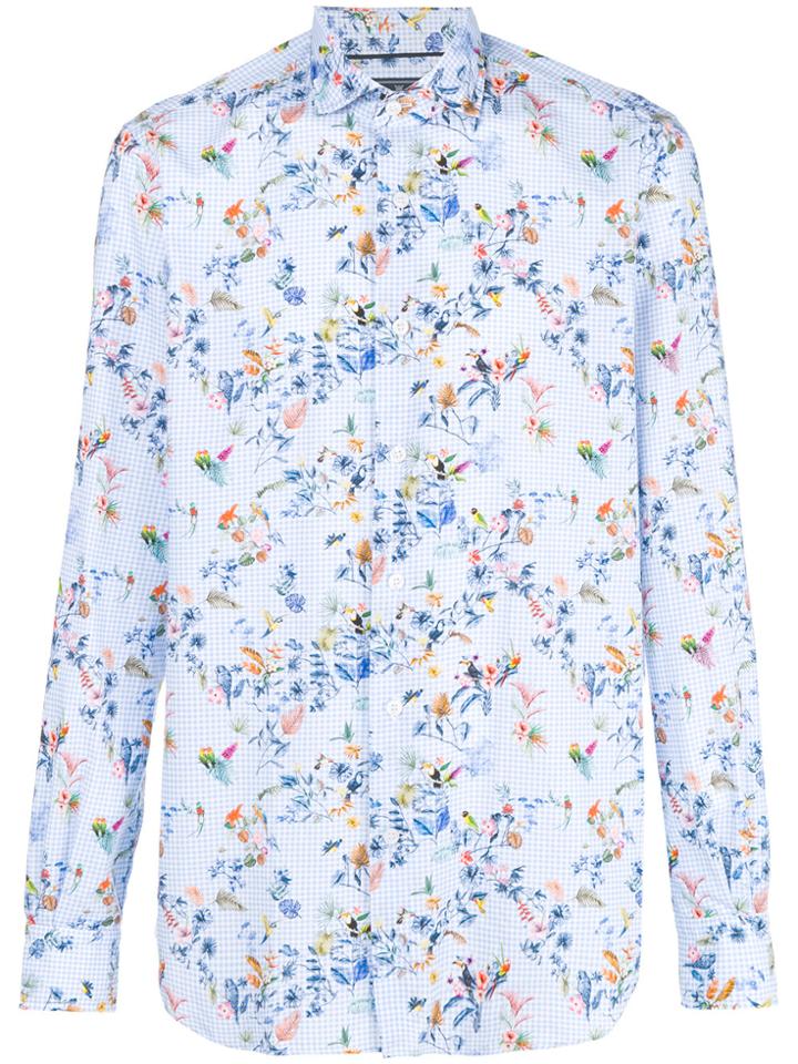 Orian Print Gingham Check Shirt - Blue
