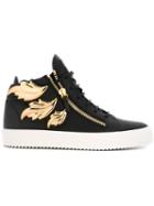Giuseppe Zanotti Design Cruel Mid-top Sneakers, Men's, Size: 45, Black, Leather/metal Other/rubber