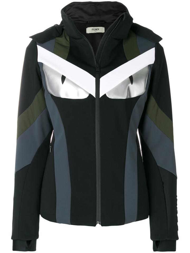 Fendi Colour-block Fitted Jacket - Black