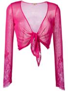 Ermanno Scervino - Cropped Cardigan - Women - Polyamide/viscose - 40, Pink/purple, Polyamide/viscose