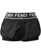 Fendi Ff Logo Print Shorts, Women's, Size: 40, Black, Polyamide/polyester/spandex/elastane