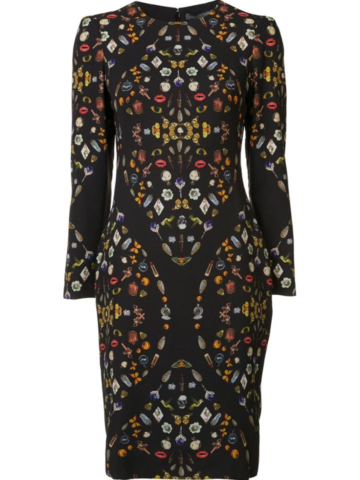 Alexander Mcqueen 'obsession' Print Dress - Black