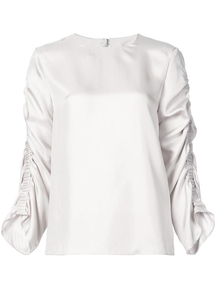 Tibi Gathered Sleeve Blouse - Grey