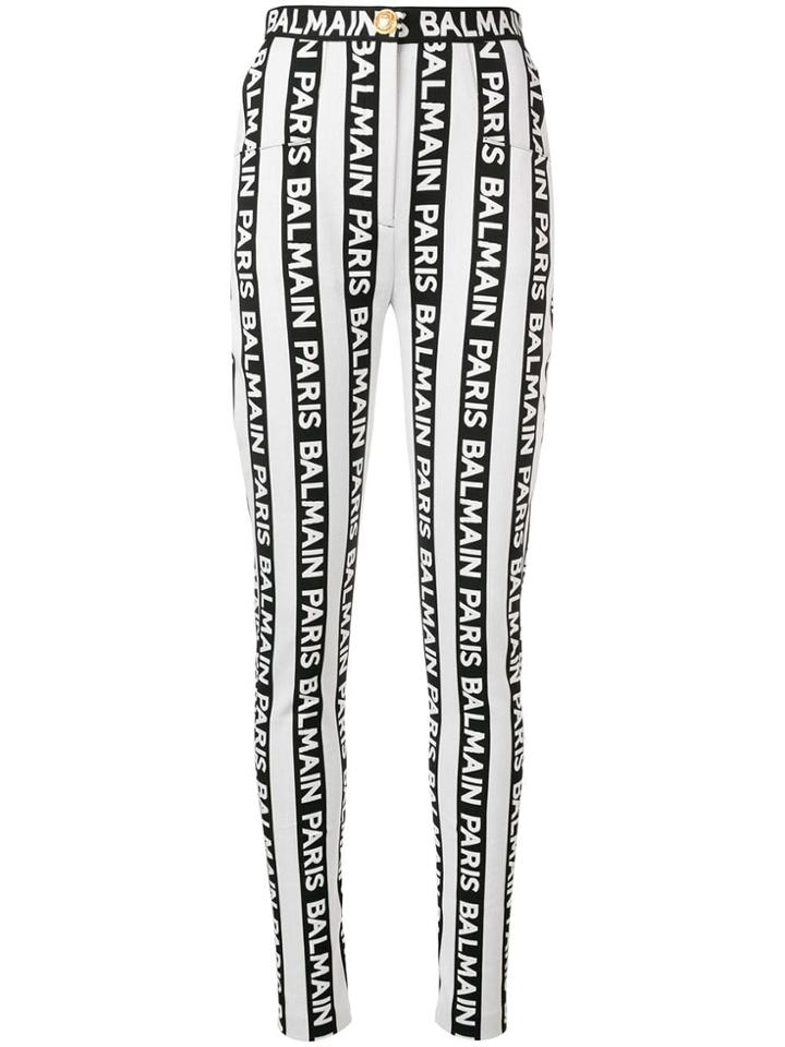 Balmain Striped Logo Trousers - Black