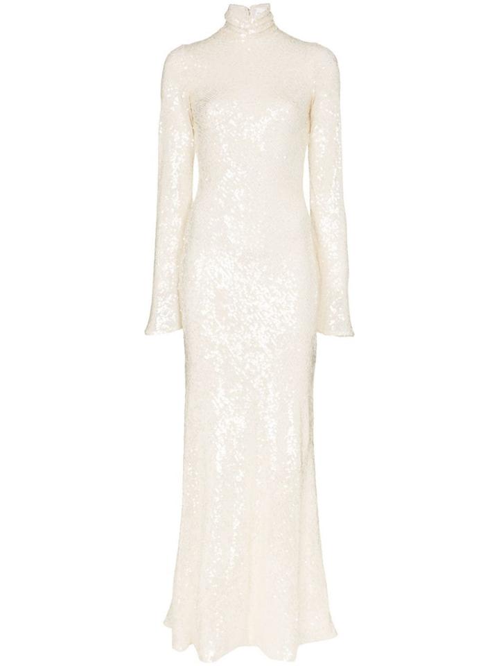 Galvan Moonlight Oasis High Neck Sequin Embellished Long-sleeved Dress