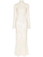 Galvan Moonlight Oasis High Neck Sequin Embellished Long-sleeved Dress