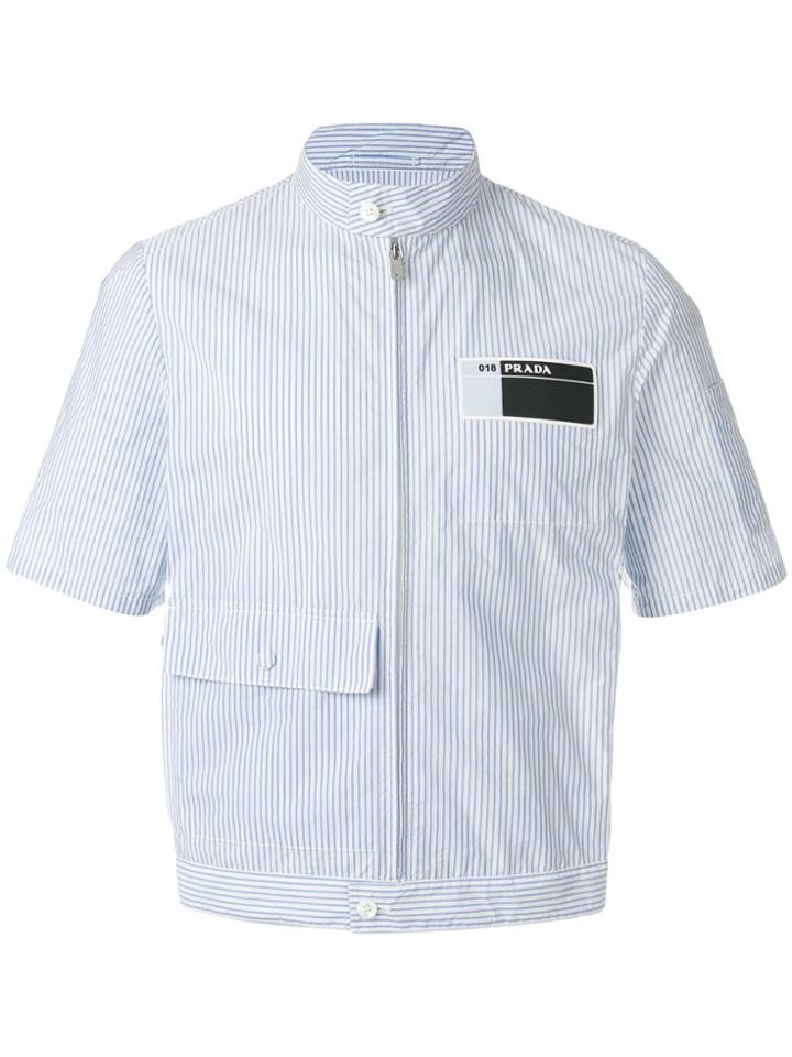 Prada Striped Zipped Shirt - White