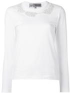 Comme Des Garçons Comme Des Garçons Pearled Trim Top, Women's, Size: Xs, White, Cotton