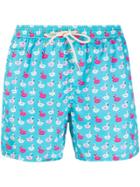 Mc2 Saint Barth Flamingo Printed Swim Shorts - Blue