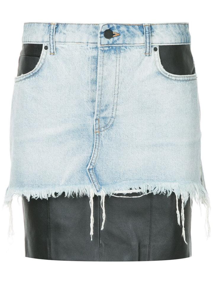 Alexander Wang Leather Insert Denim Skirt - Blue