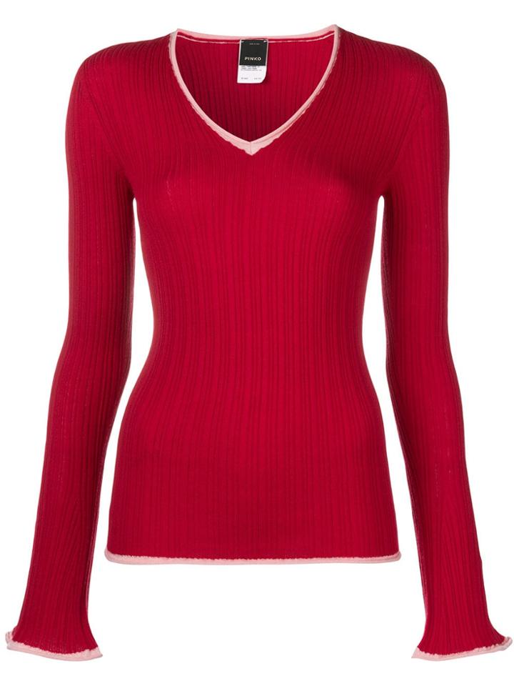 Pinko Garnet V-neck Jumper - Red