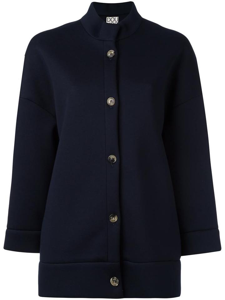 Douuod Three-quarters Sleeve Boxy Jacket, Women's, Size: 40, Blue, Modal