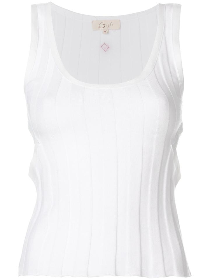 Romeo Gigli Vintage Lateral Cut Out Ribbed Top - White