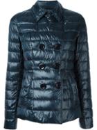 Herno Double Breasted Puffer Jacket, Women's, Size: 46, Blue, Polyamide/feather Down