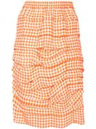 Ck Calvin Klein Layered Effect Gingham Print Skirt - Yellow & Orange