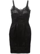 Dolce & Gabbana Lace Trim Strappy Dress, Women's, Size: 46, Black, Silk/cotton/spandex/elastane