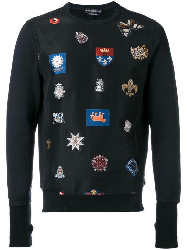 Alexander Mcqueen Badge Embroidered Sweatshirt, Men's, Size: Small, Black, Cotton