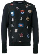 Alexander Mcqueen Badge Embroidered Sweatshirt, Men's, Size: Small, Black, Cotton