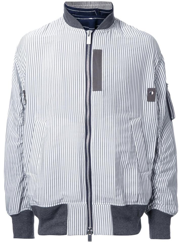 Sacai Pinstriped Bomber Jacket - White