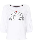 Ps By Paul Smith Bell Sleeve Dog Print Top - White