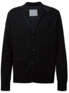 Sacai Contrast Collar Cardigan, Men's, Size: 1, Black, Cotton/wool