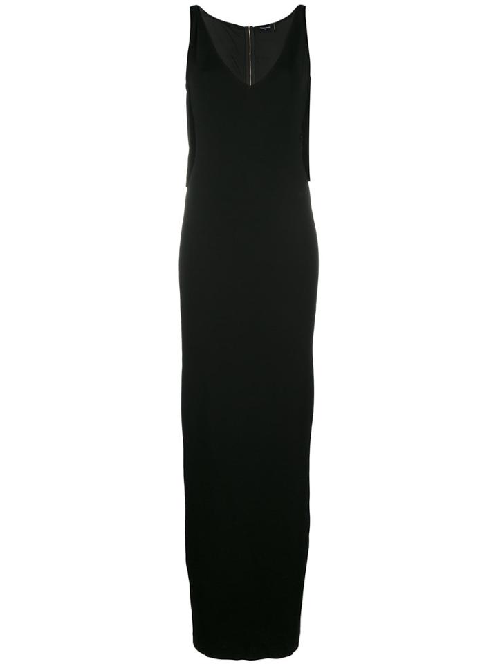 Dsquared2 Long Dress With Cape Detail - Black