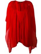 Roberto Cavalli Gathered V-neck Blouse, Women's, Size: 42, Red, Silk