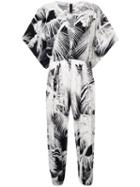 Norma Kamali Short-sleeve Floral Jumpsuit - Black