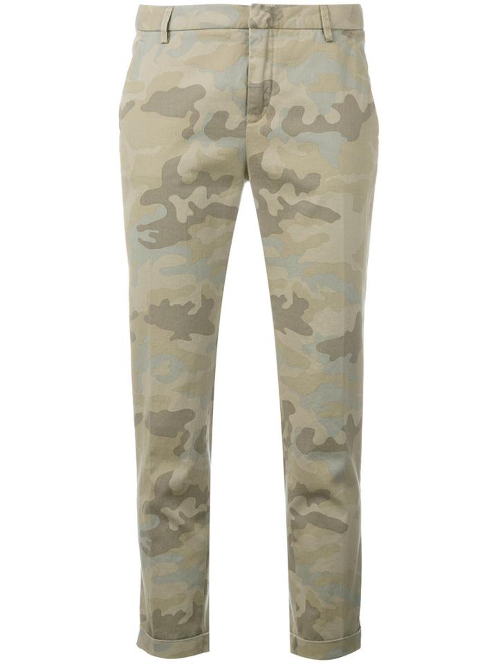Fay - Camouflage Print Tapered Trousers - Women - Cotton - 40, Green, Cotton