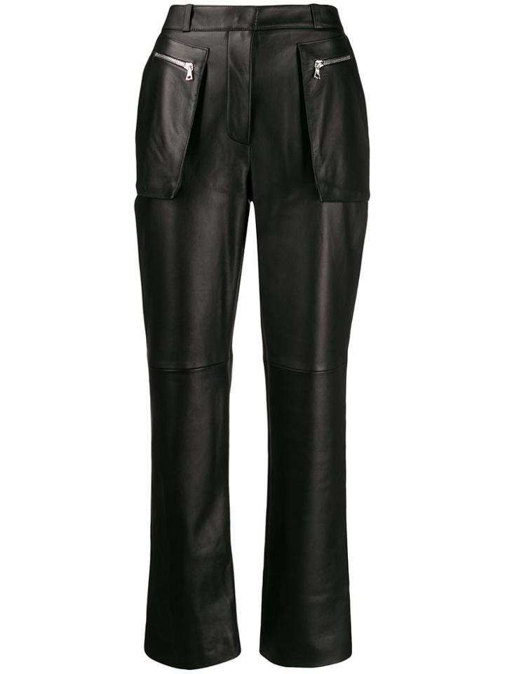 David Koma High-waist Leather Trousers - Black