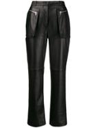 David Koma High-waist Leather Trousers - Black