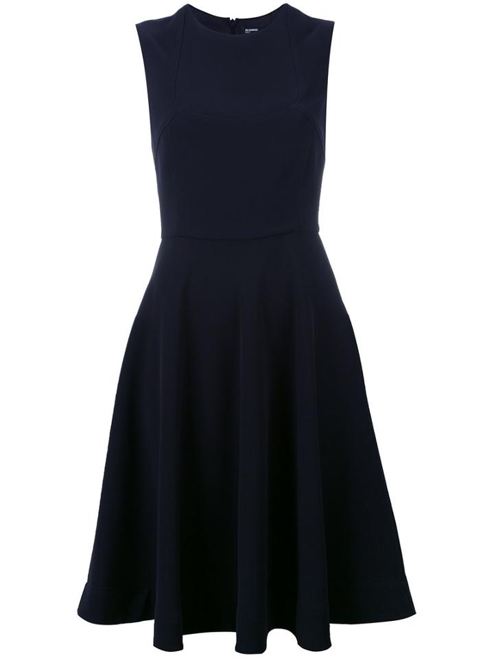 Jil Sander Navy Fitted Bodice Dress, Women's, Size: 38, Blue, Polyester/acetate/cupro