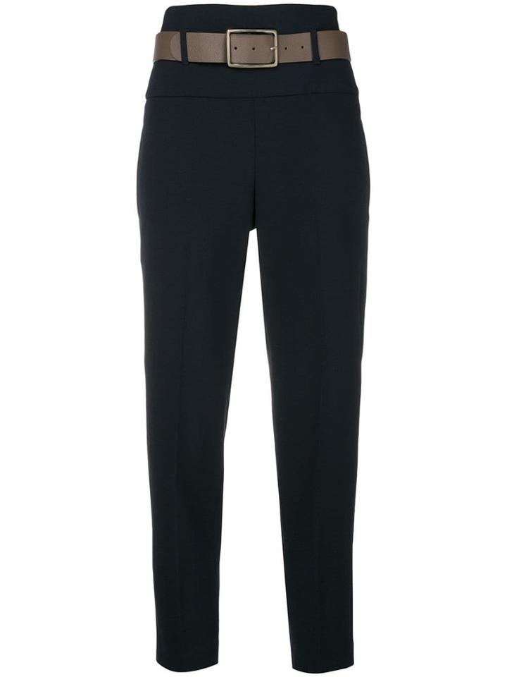 Peserico Belted High-waisted Trousers - Blue