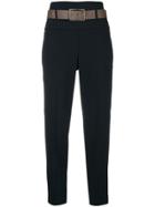 Peserico Belted High-waisted Trousers - Blue